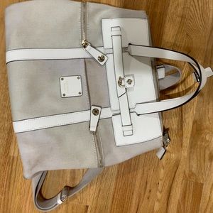 Henri Bendel large Jetsetter backpack cream EUC
